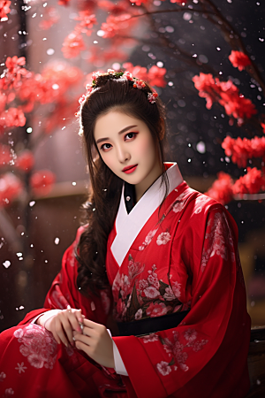 春节汉服女孩过年高清CG