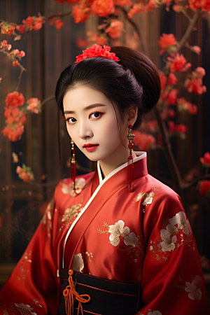 春节汉服女孩传统文化过年CG