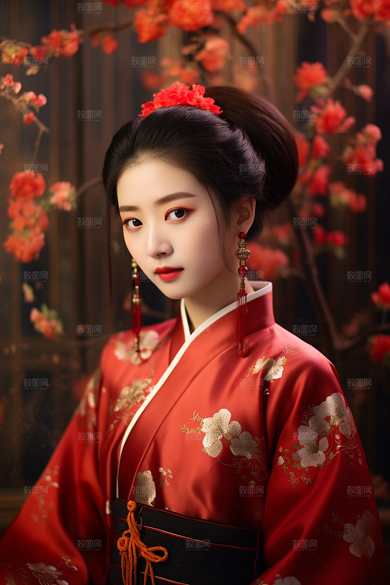 春节汉服女孩传统文化过年CG
