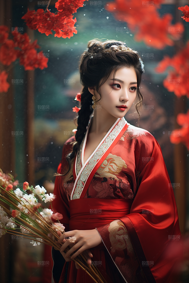 春节汉服女孩春日新春CG