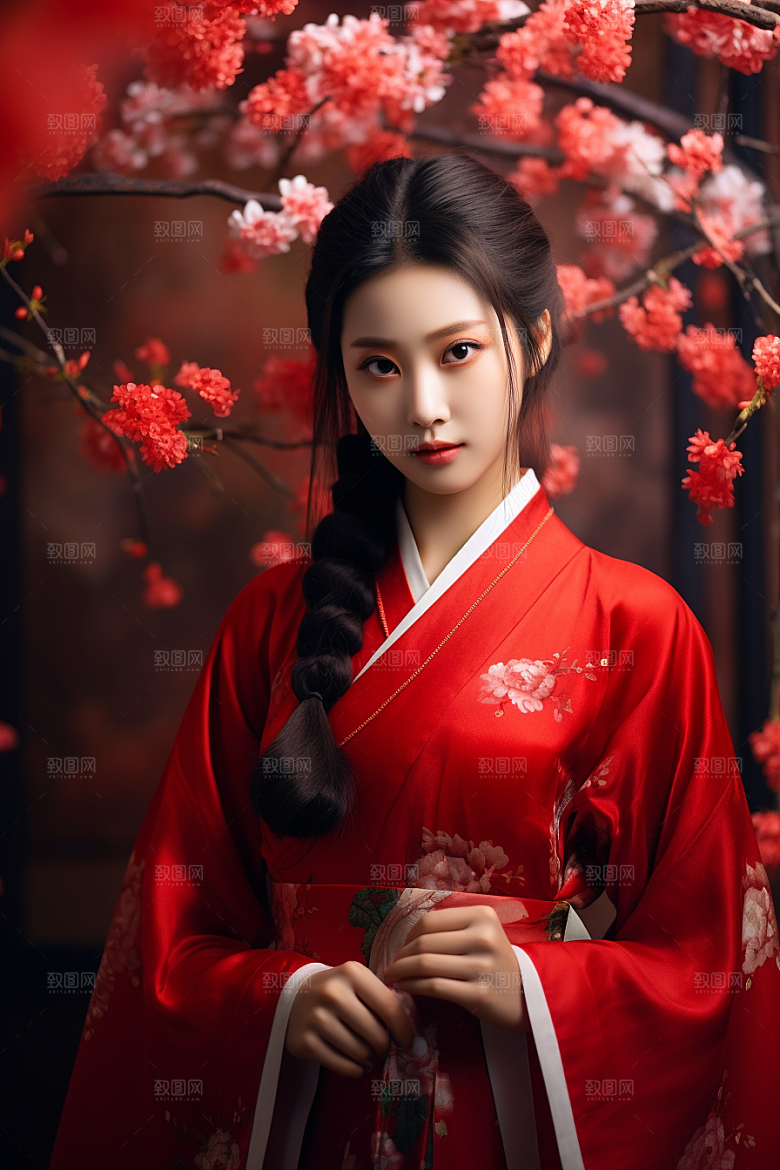 春节汉服女孩高清过年CG