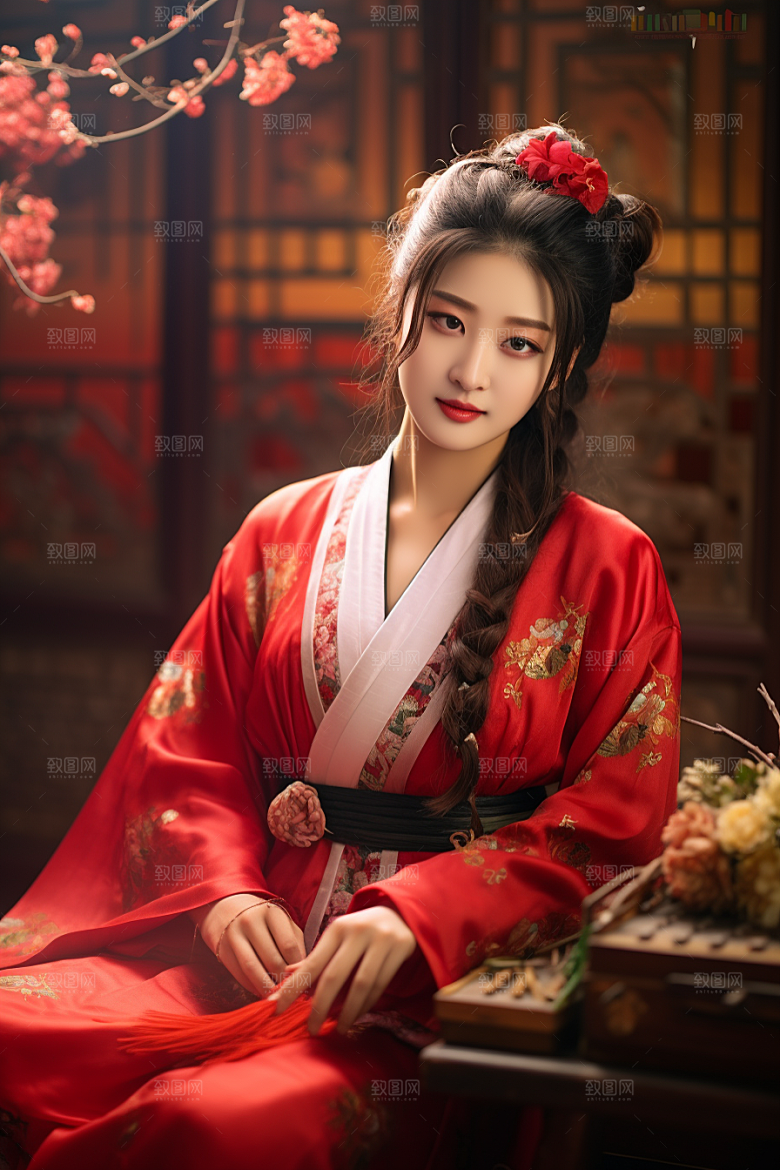 春节汉服女孩高清春日CG