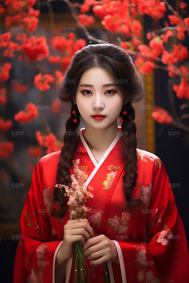 春节汉服女孩中国风春日CG
