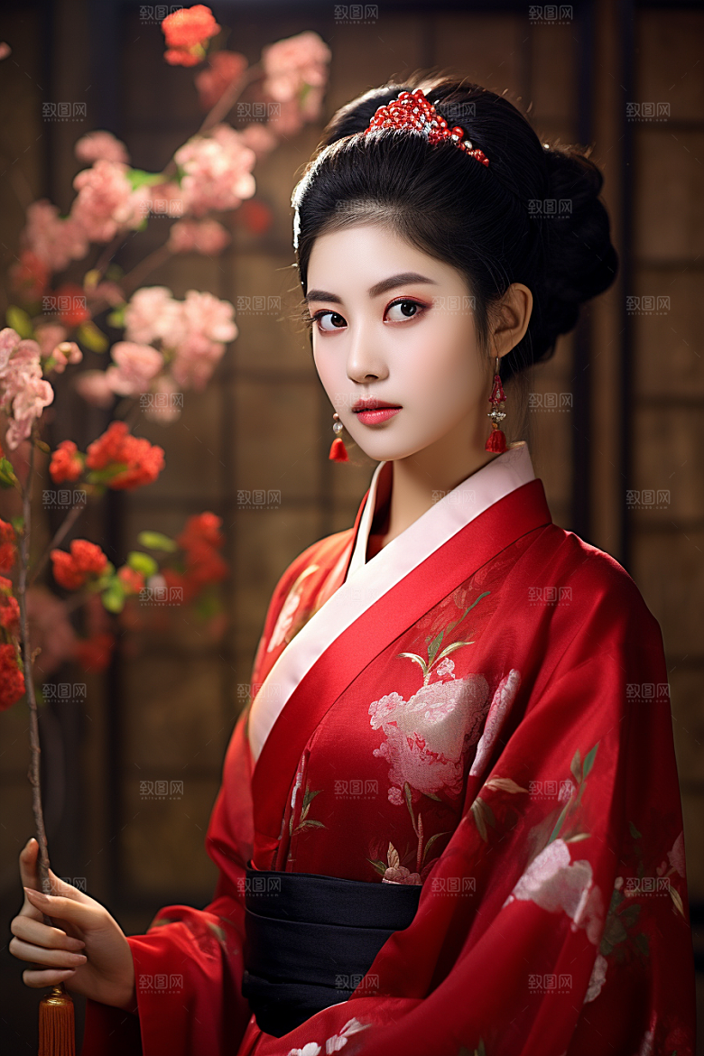 春节汉服女孩传统文化喜庆CG