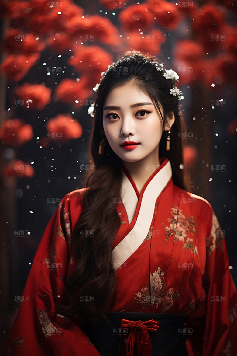 春节汉服女孩春日中国风CG