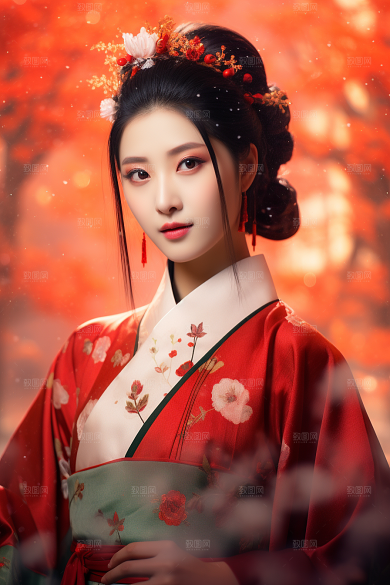 春节汉服女孩喜庆新春CG