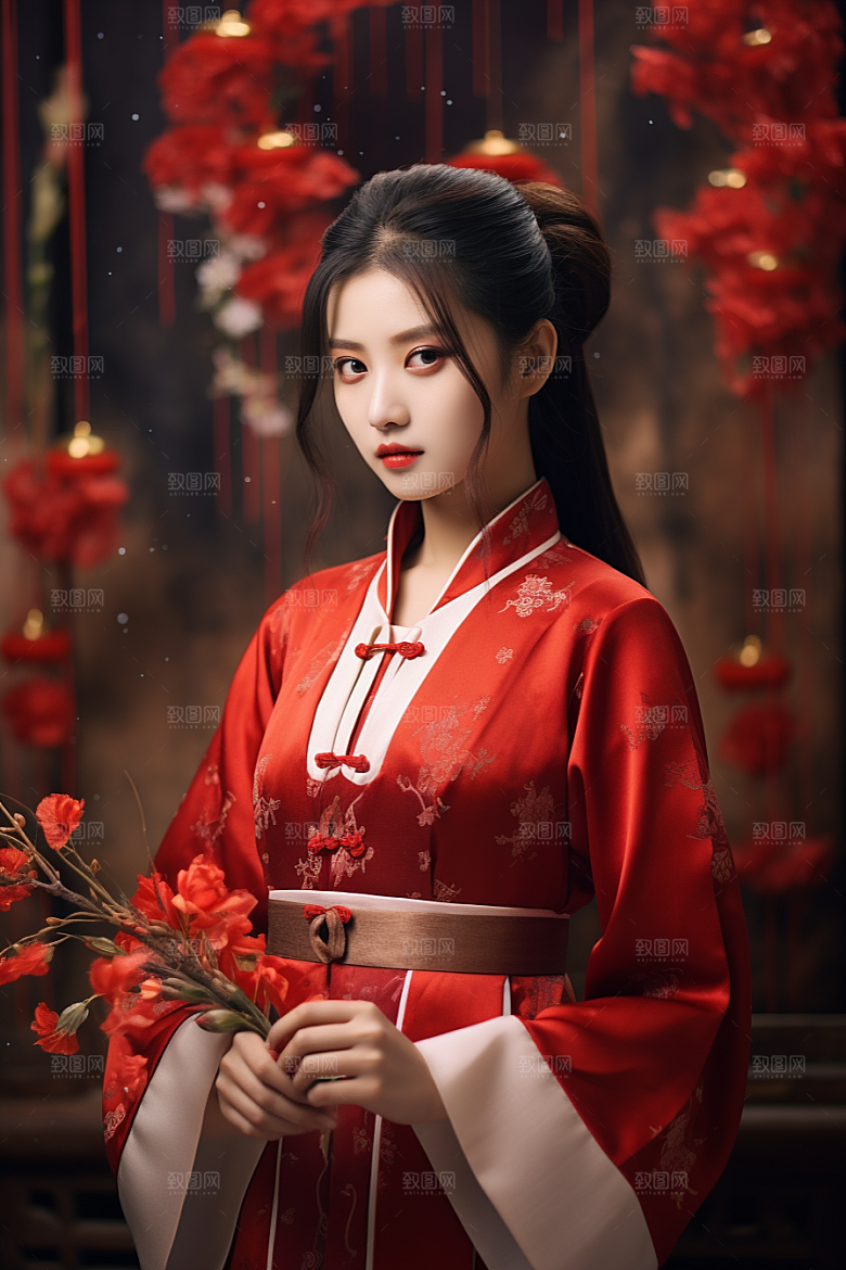 春节汉服女孩春日中国风CG