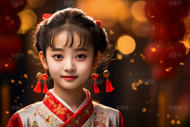 春节汉服女孩传统文化过年CG