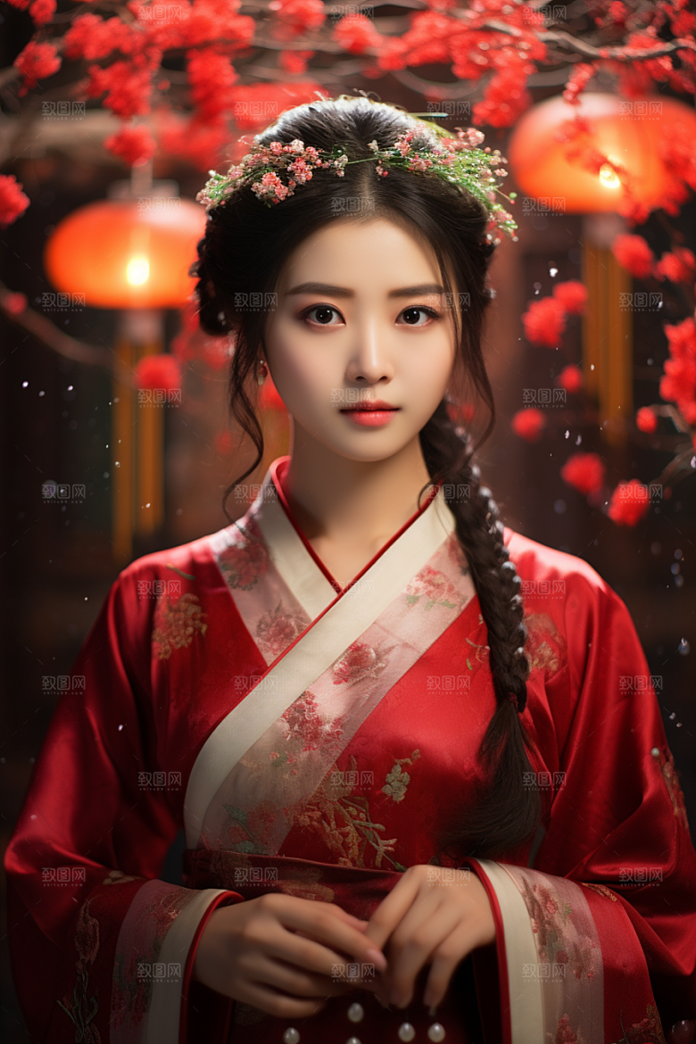 春节汉服女孩高清春日CG
