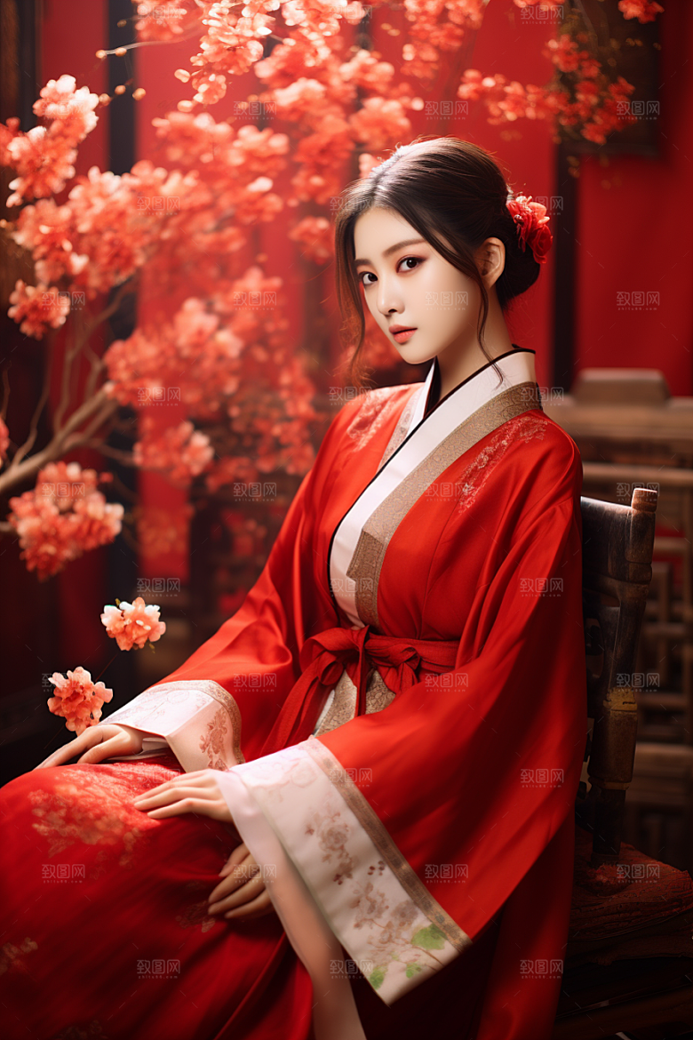 春节汉服女孩高清新春CG