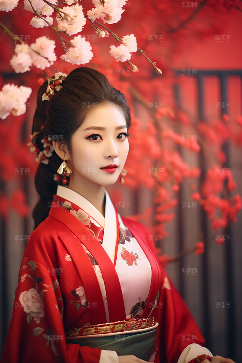 春节汉服女孩春日新春CG