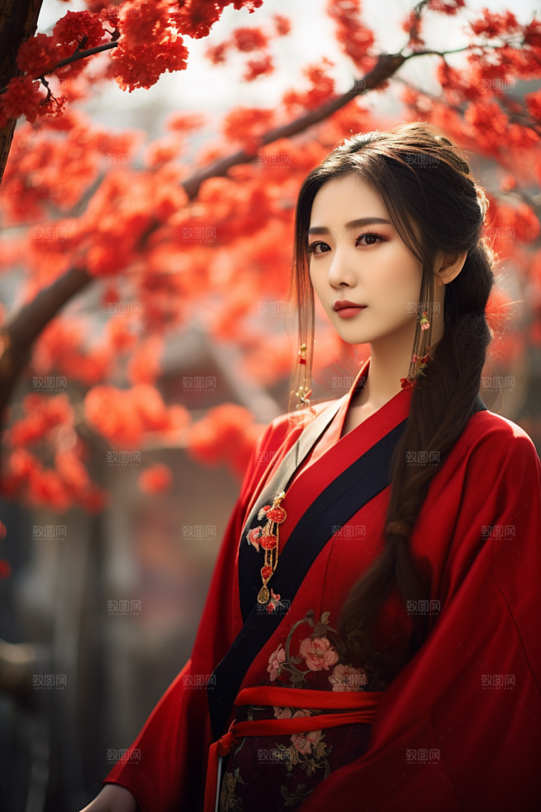 春节汉服女孩中国风传统文化CG