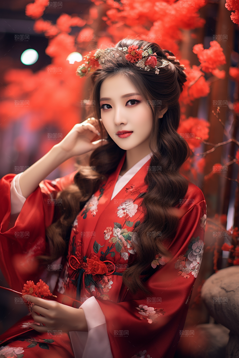 春节汉服女孩春日中国风CG