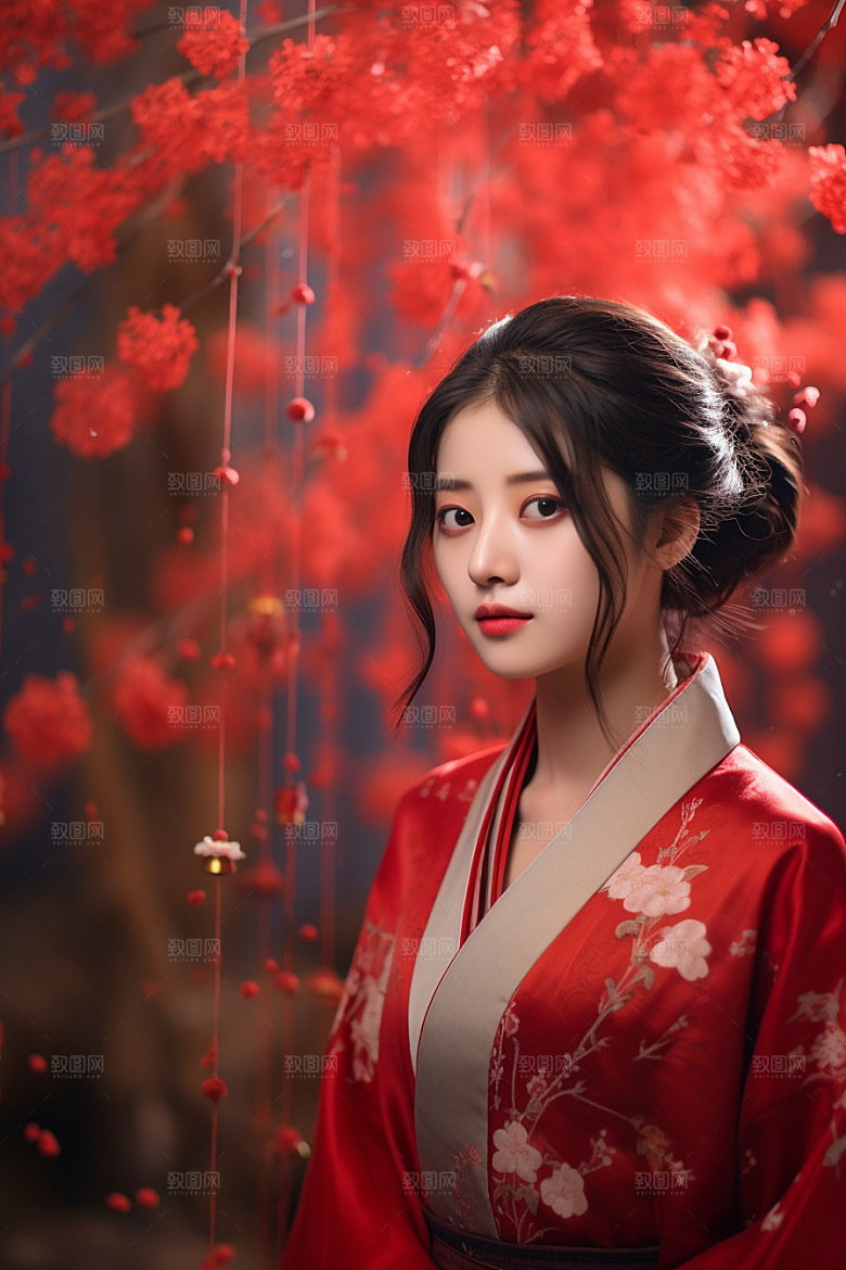 春节汉服女孩新春中国风CG