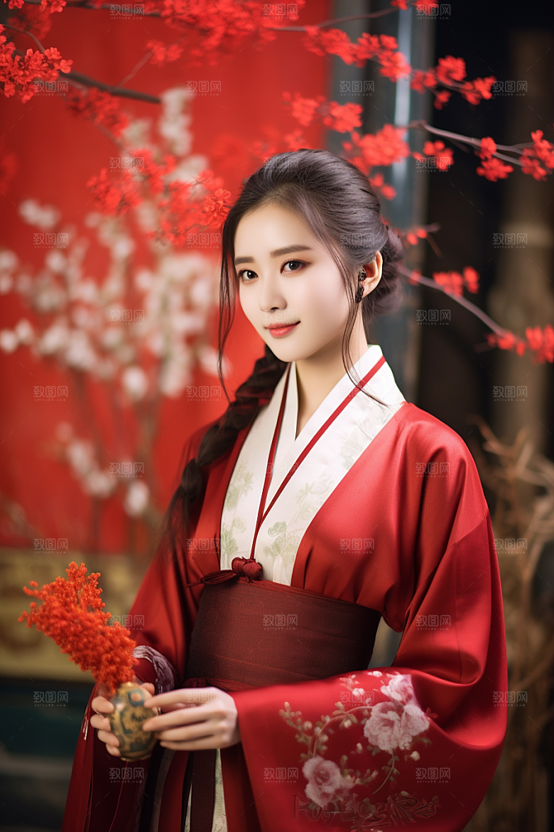 春节汉服女孩新春高清CG