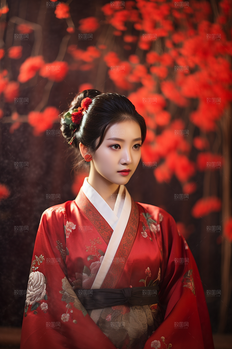 春节汉服女孩中国风新春CG
