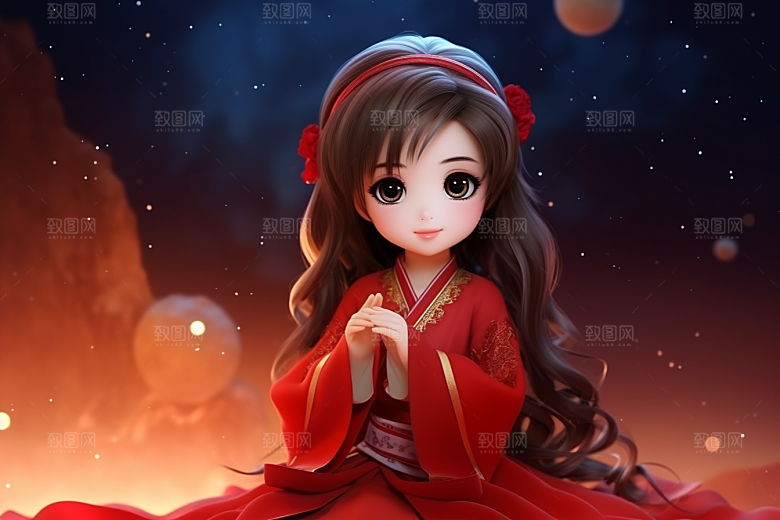 春节汉服女孩过年新春CG