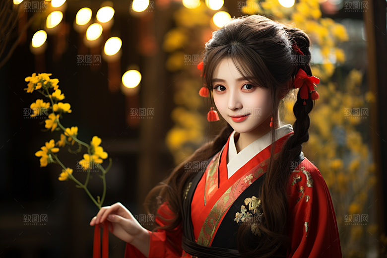 春节汉服女孩传统文化中国风CG