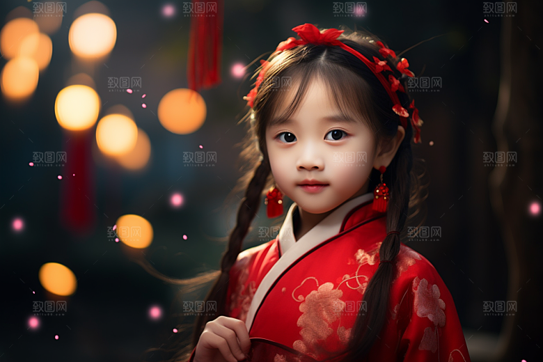 春节汉服女孩中国风高清CG