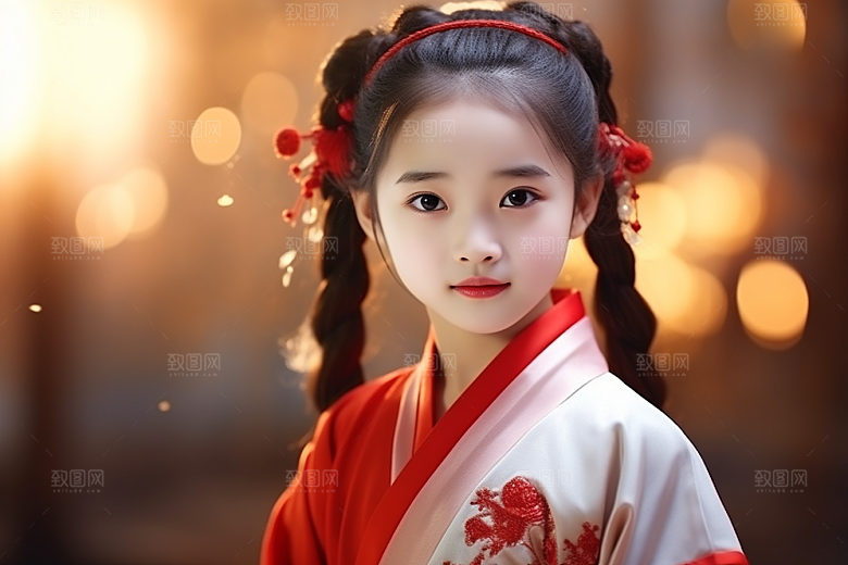 春节汉服女孩过年喜庆CG