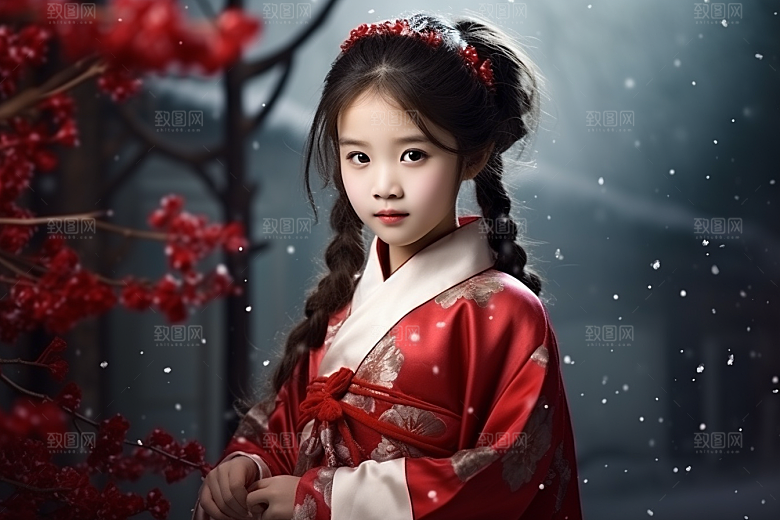 春节汉服女孩高清过年CG
