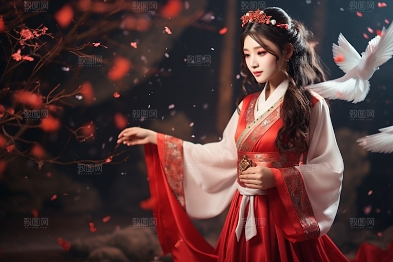 春节汉服女孩新春喜庆CG