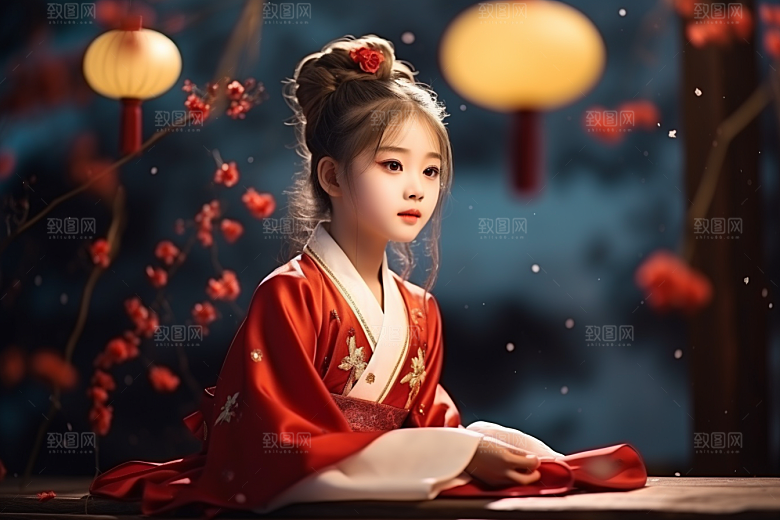 春节汉服女孩喜庆高清CG