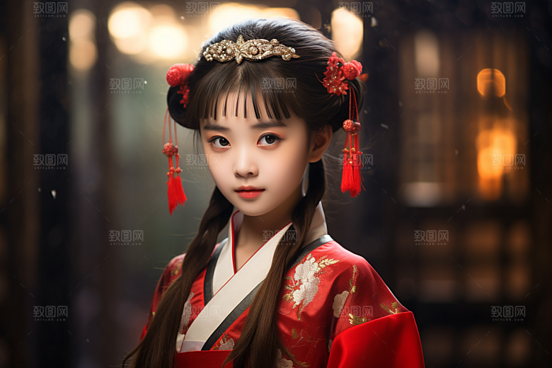 春节汉服女孩春日传统文化CG