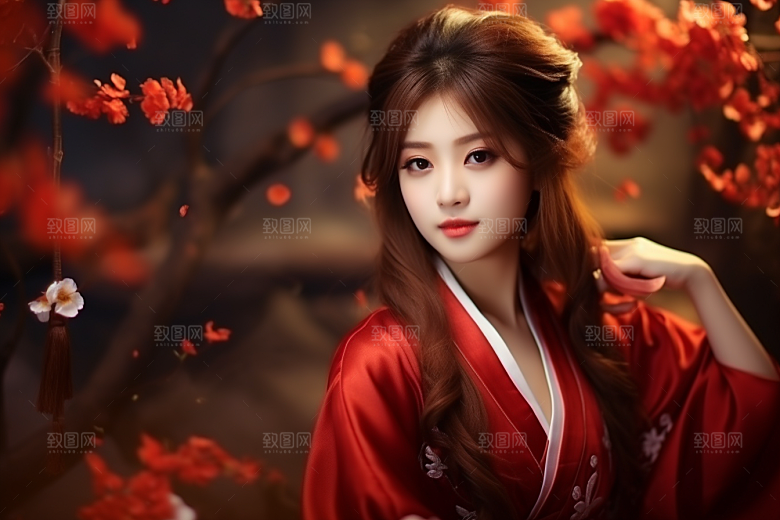 春节汉服女孩喜庆高清CG