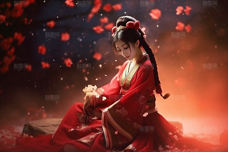春节汉服女孩高清春日CG