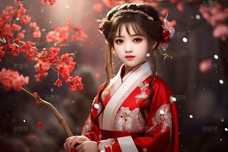 春节汉服女孩高清过年CG