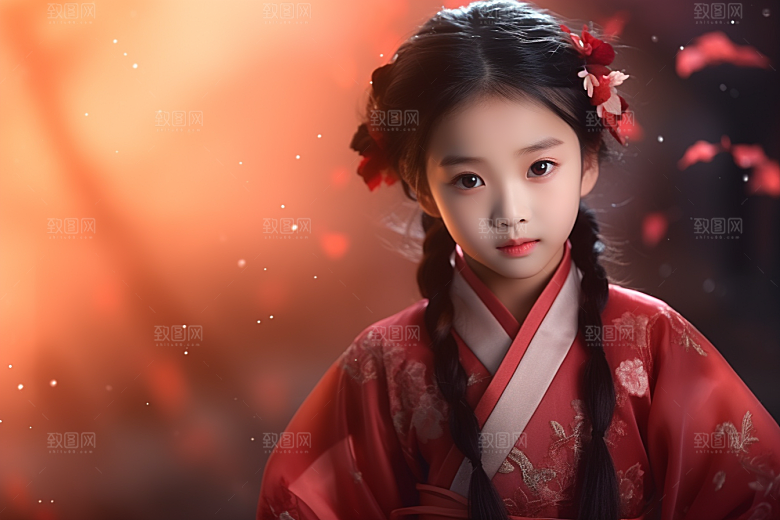 春节汉服女孩过年中国风CG