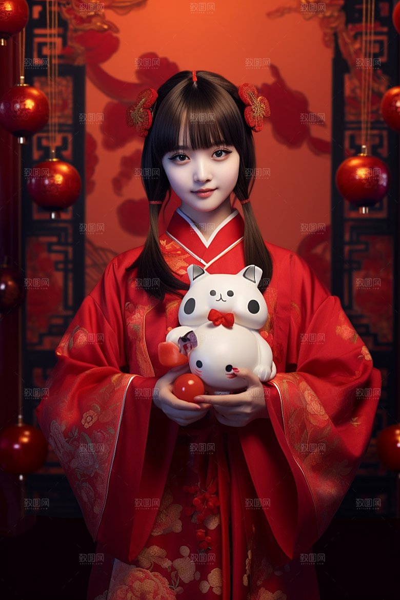 春节汉服喜庆传统素材