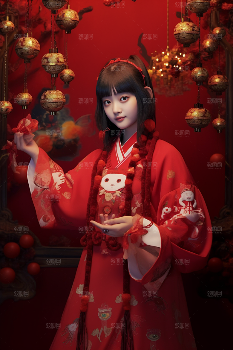 春节汉服传统春节素材