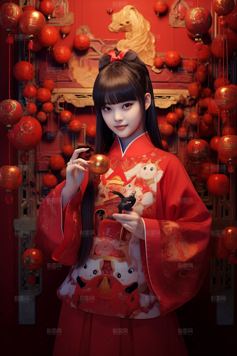 春节汉服传统中式素材