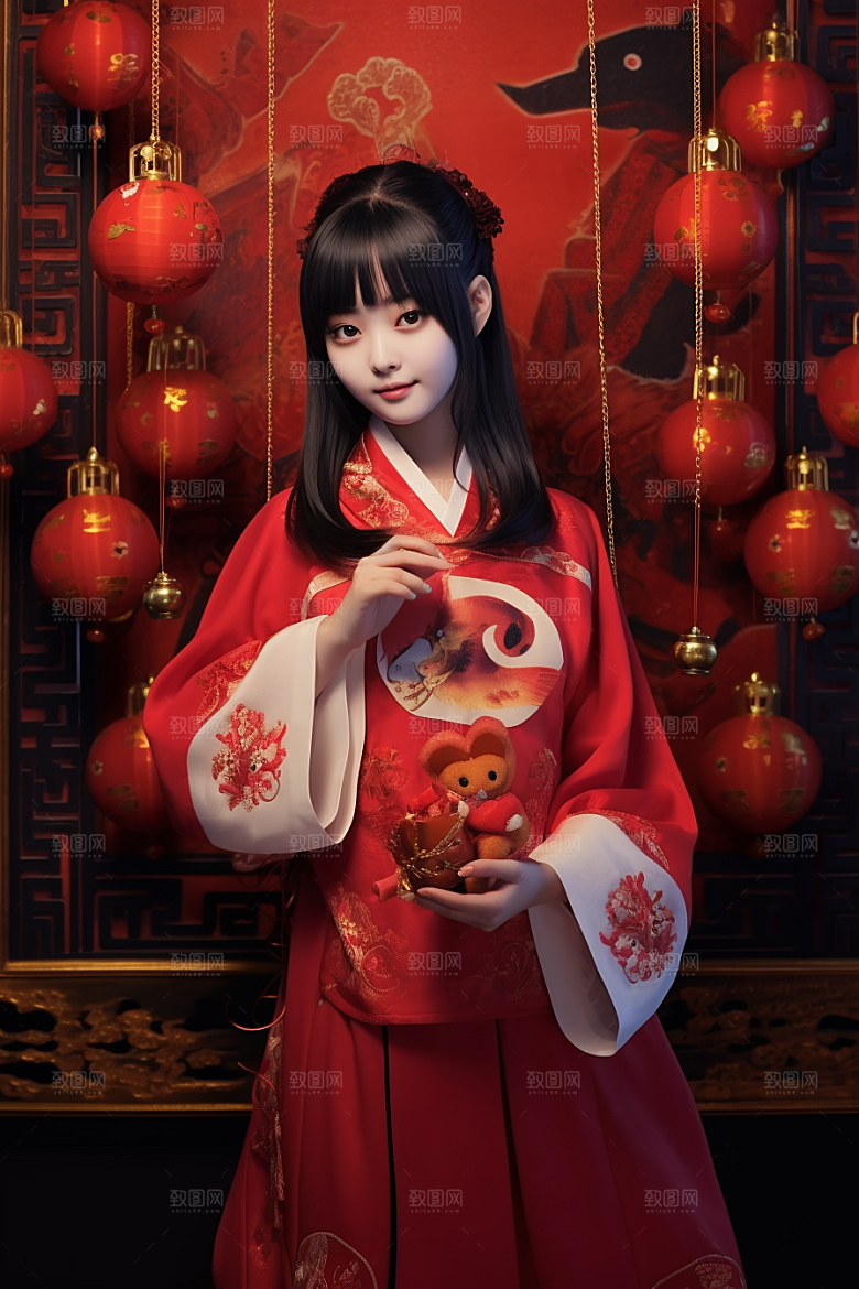 春节汉服传统春节素材