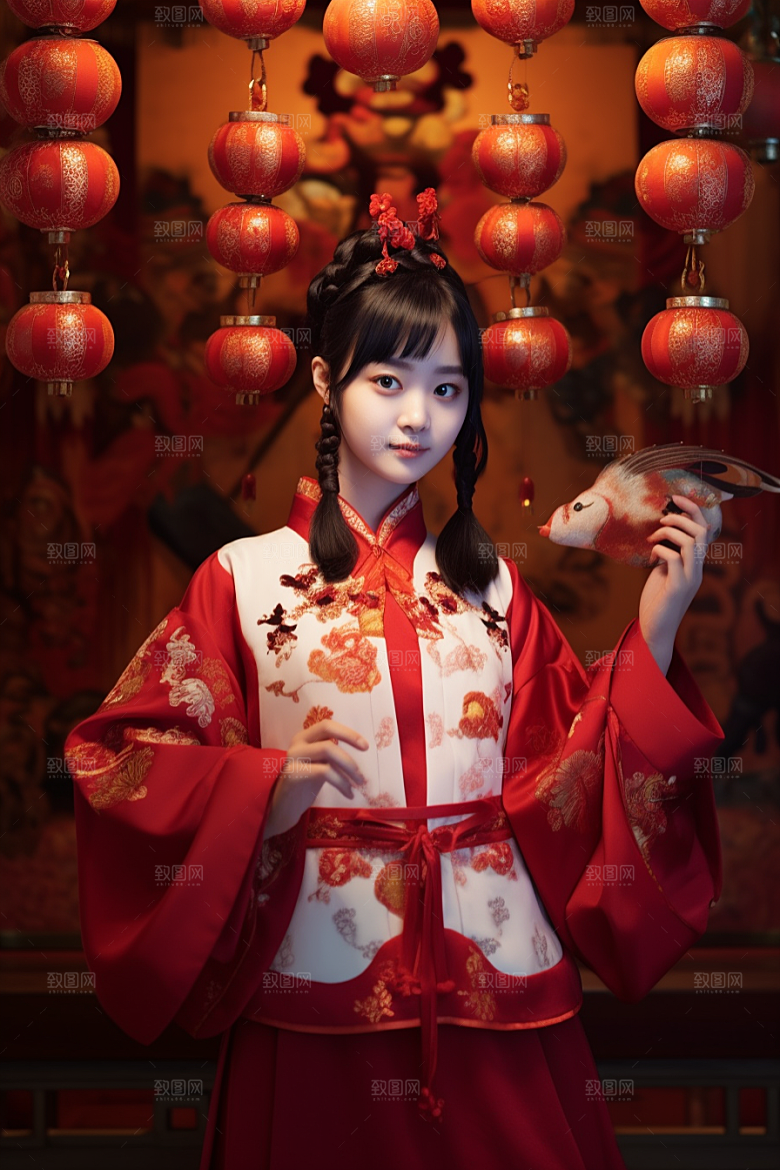春节汉服传统喜庆素材