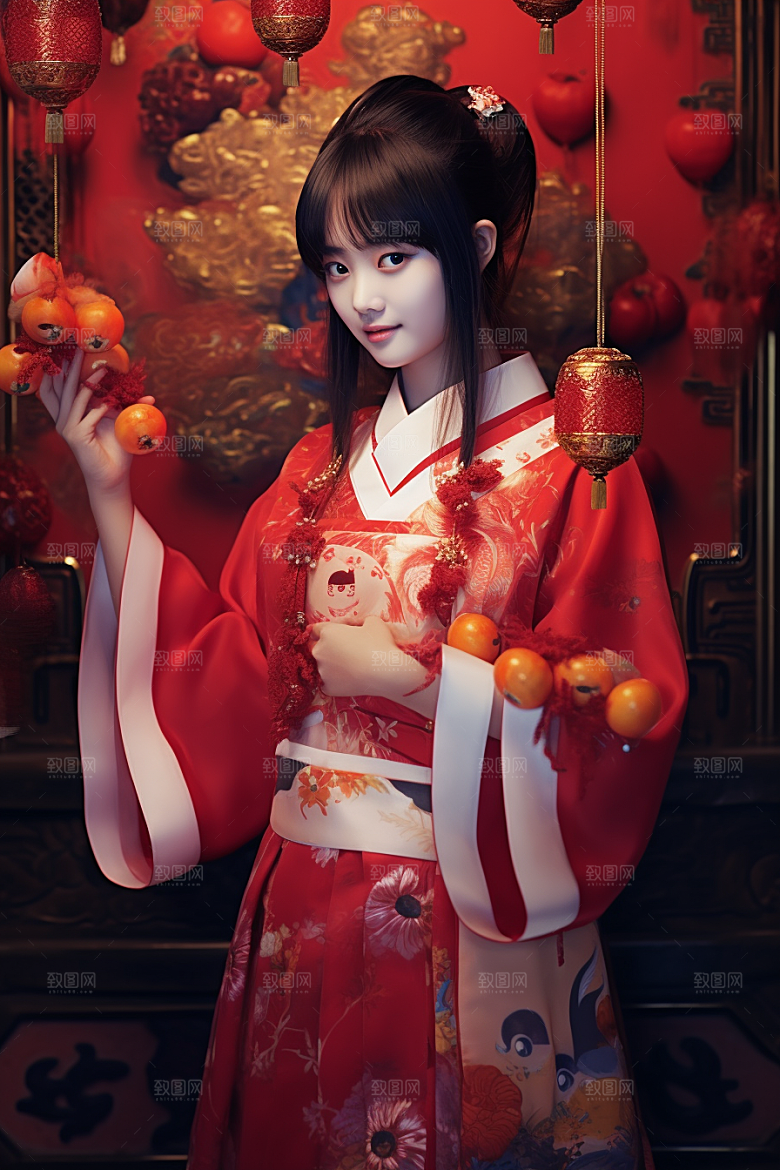 春节汉服中式高清素材