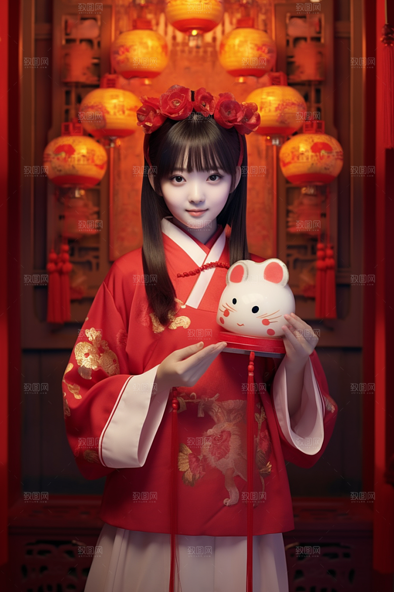 春节汉服中国风人物素材