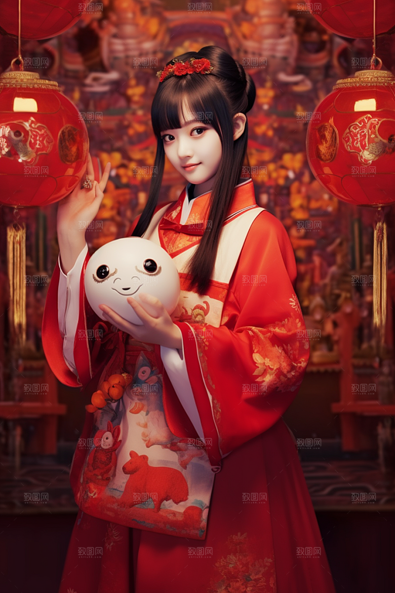 春节汉服唯美春节素材