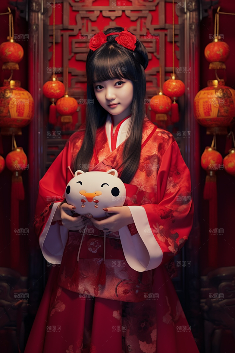 春节汉服中国风新年素材