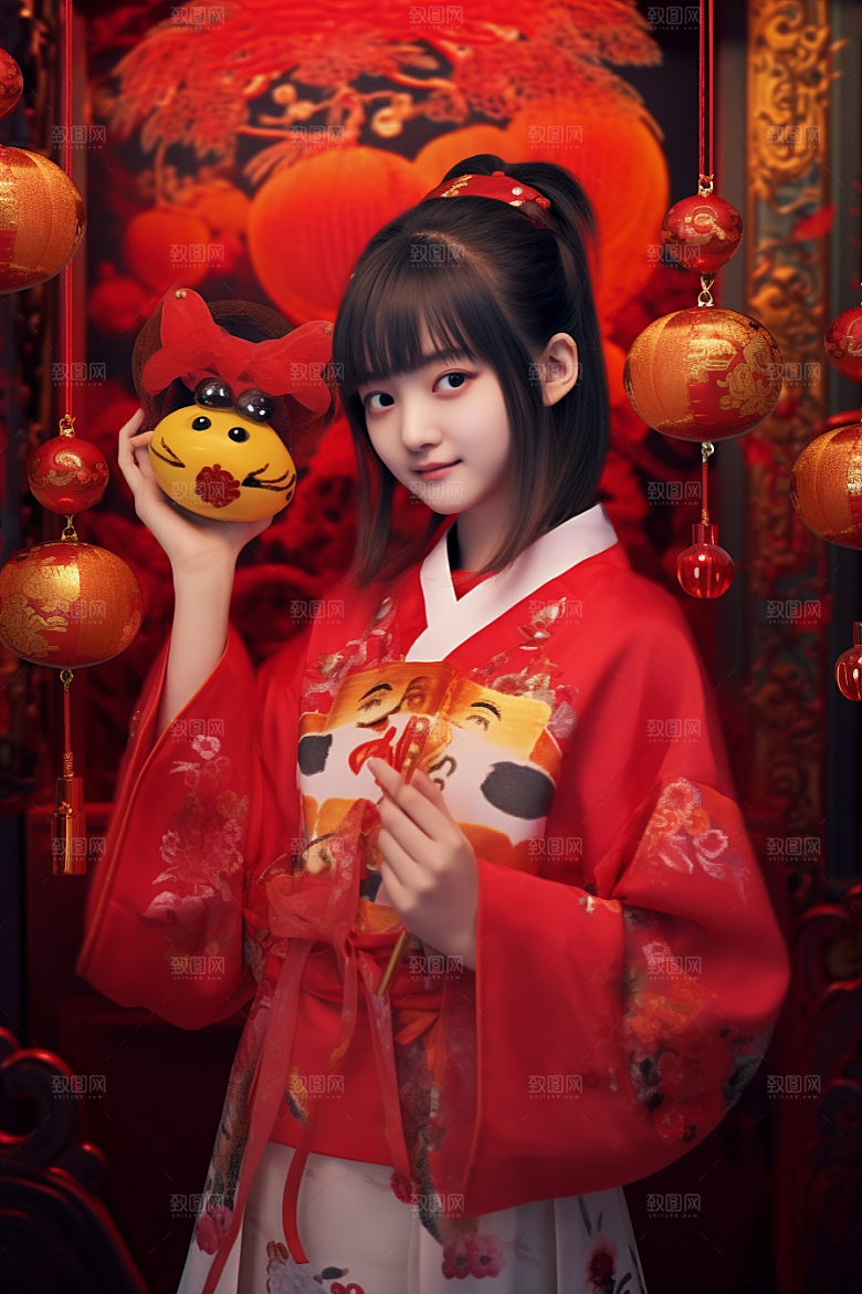 春节汉服春节中国风素材