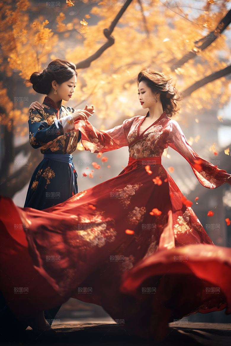 春节汉服中式春节素材