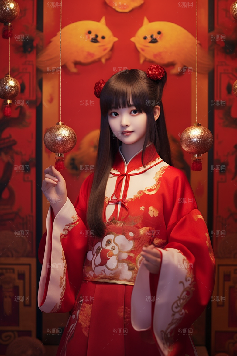 春节汉服新年人物素材