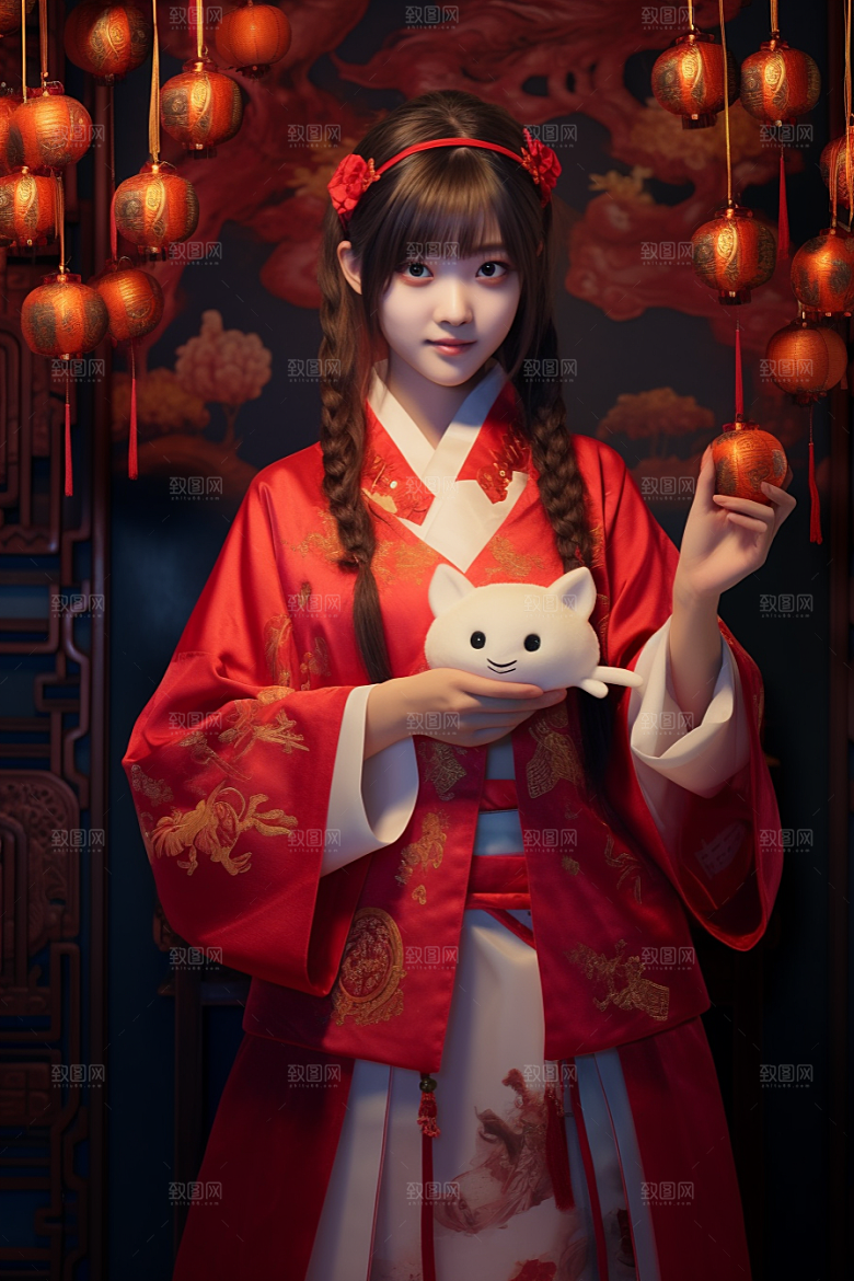 春节汉服高清春节素材