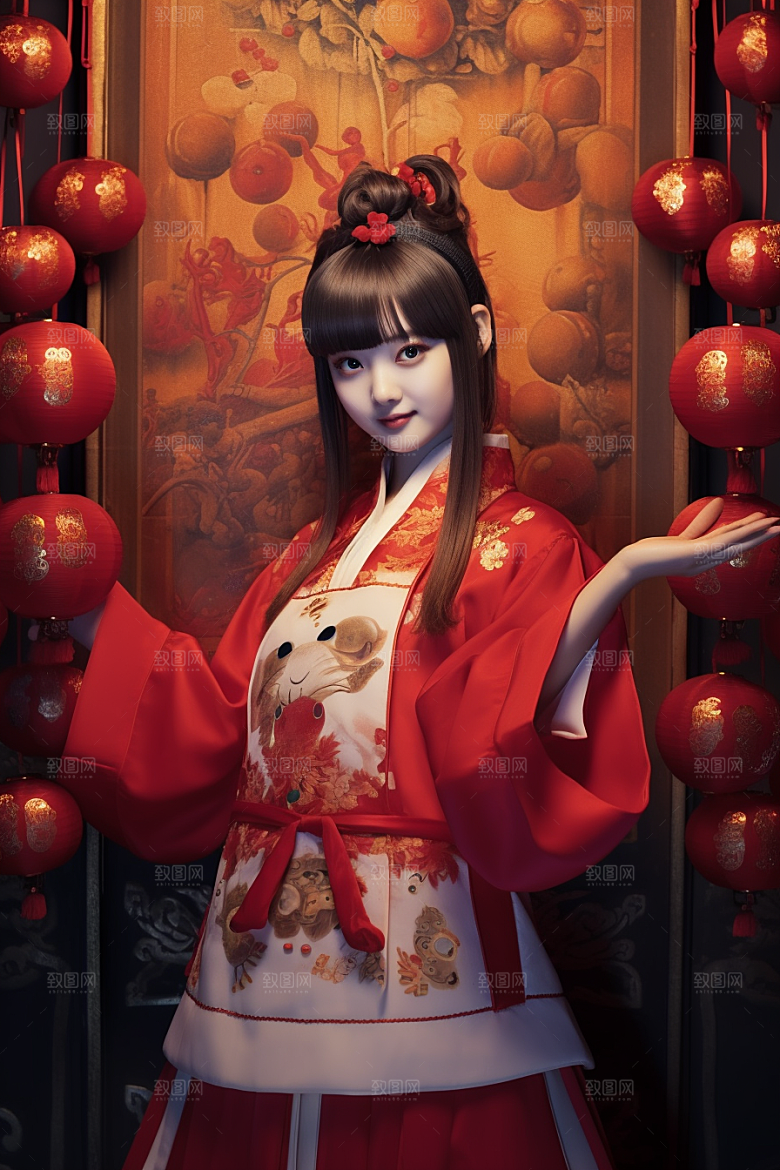 春节汉服传统新年素材