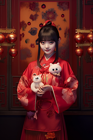 春节汉服中式人物素材