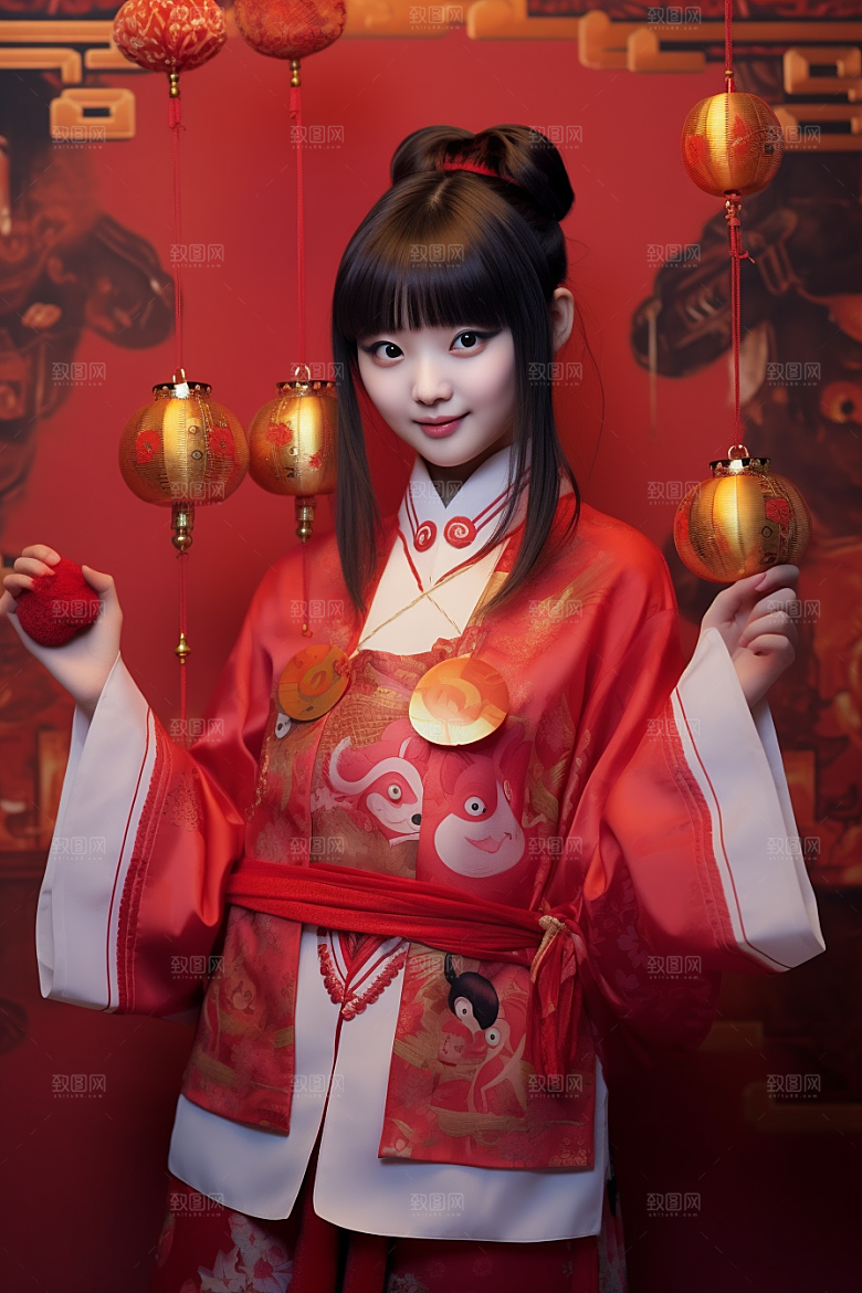 春节汉服唯美春节素材