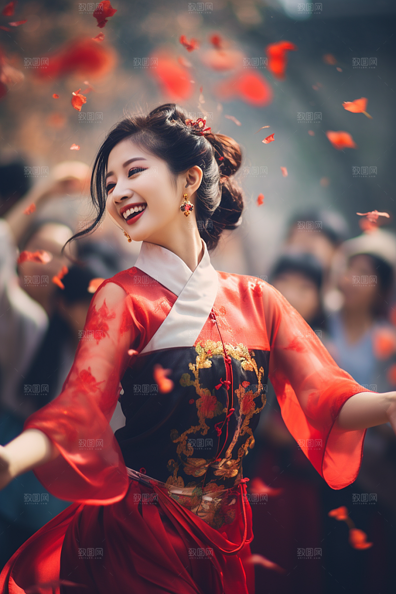 春节汉服唯美喜庆素材