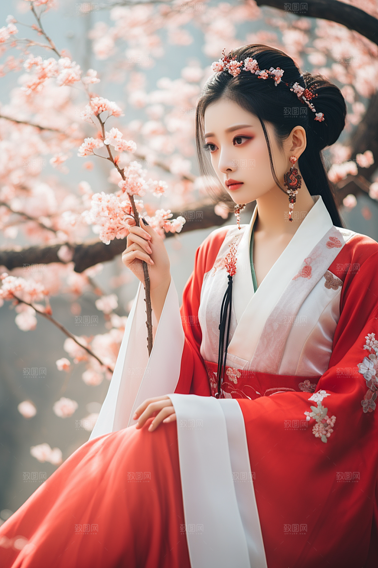 春节汉服唯美中式素材